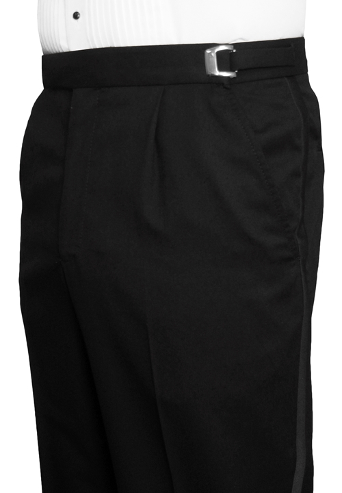 Black Classic Pleated S100's Wool Pants