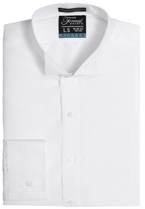 Formal Shirts Fitted White Wing Tip Collar Shirt