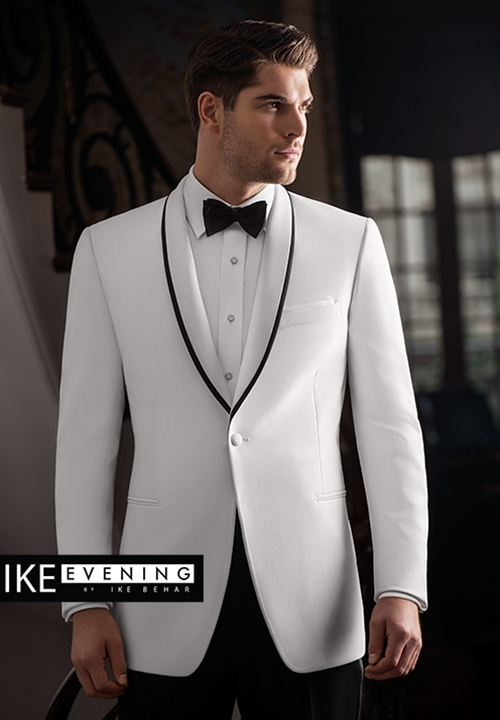 NEW White 'Waverly' Slim Fit Tuxedo Coat by Ike Behar