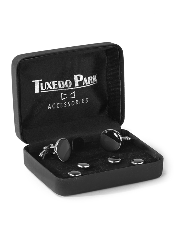 Tuxedo Park NEW Black and Silver Studs and Cuff Links Set