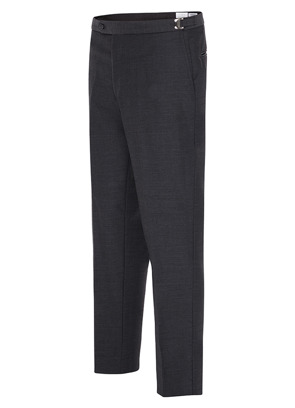 Steel Grey Slim Poly-Wool Pants