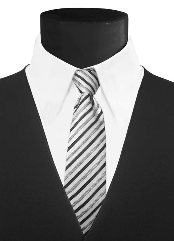 Platinum Striped Long Tie