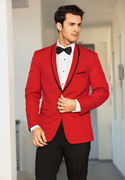 Red Calypso Tuxedo Coat by Jean Yves