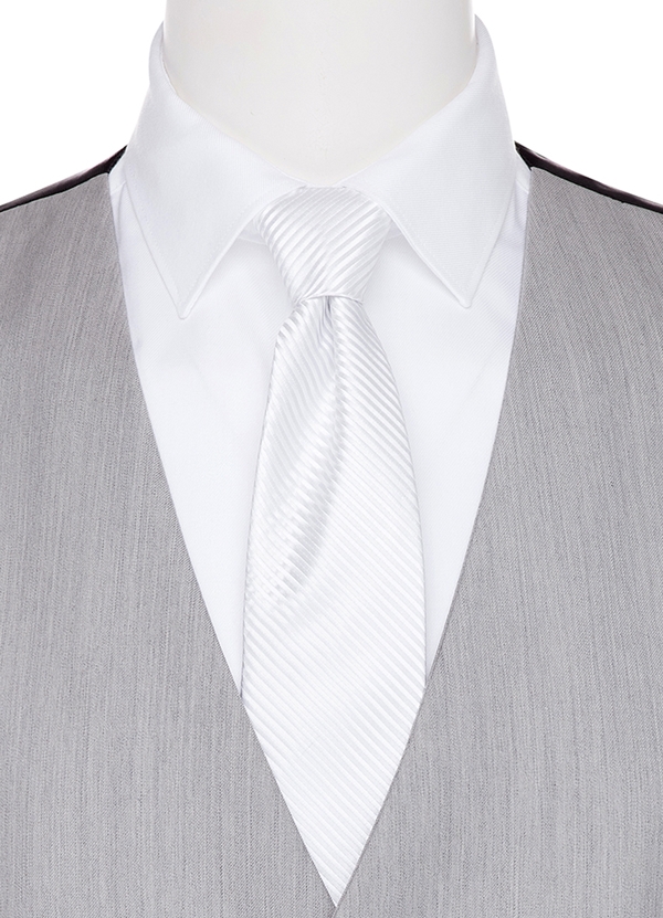White Diagonal Stripe Long Tie