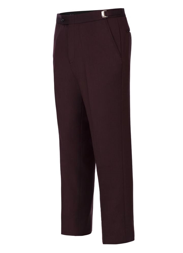 Burgundy Slim S120's Wool Tuxedo Pants