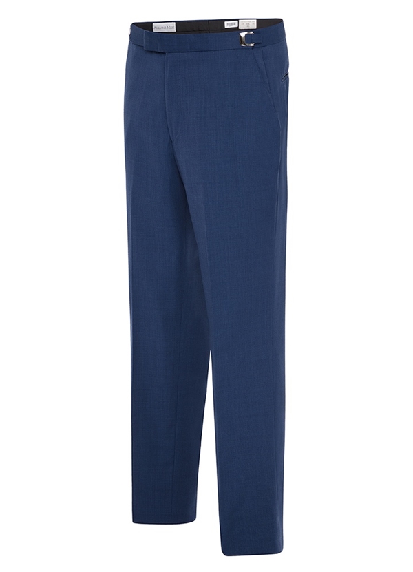 Cobalt Blue Slim Poly Wool Pants