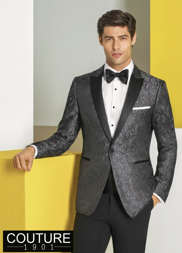 Couture 1910 Charcoal Paisley 'Chase' Tuxedo Coat