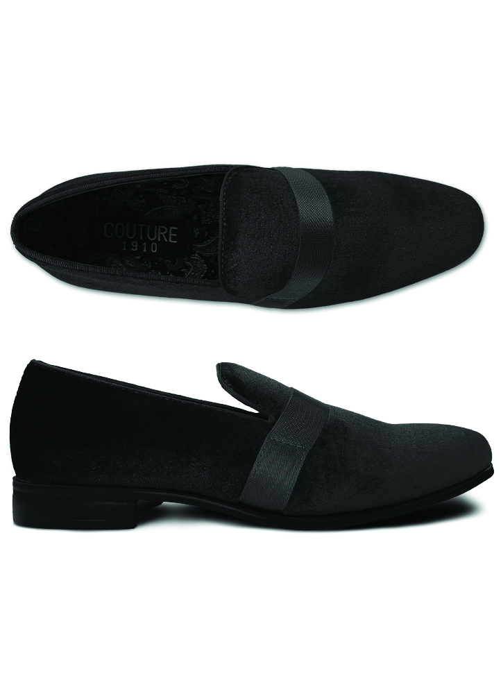 Black Velvet Slip-On Shoe