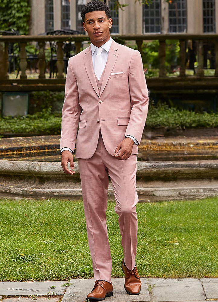 C5594 - Rose Pink Sharkskin Power Stretch Suit