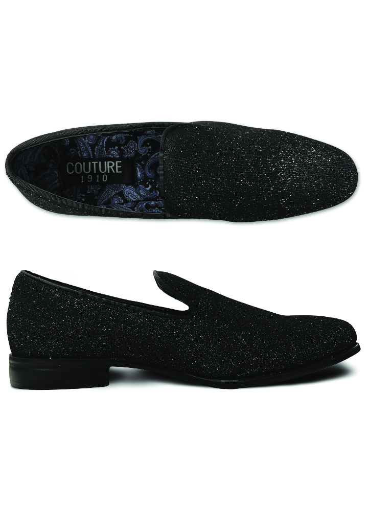 Black Glitter Slip-On Shoe
