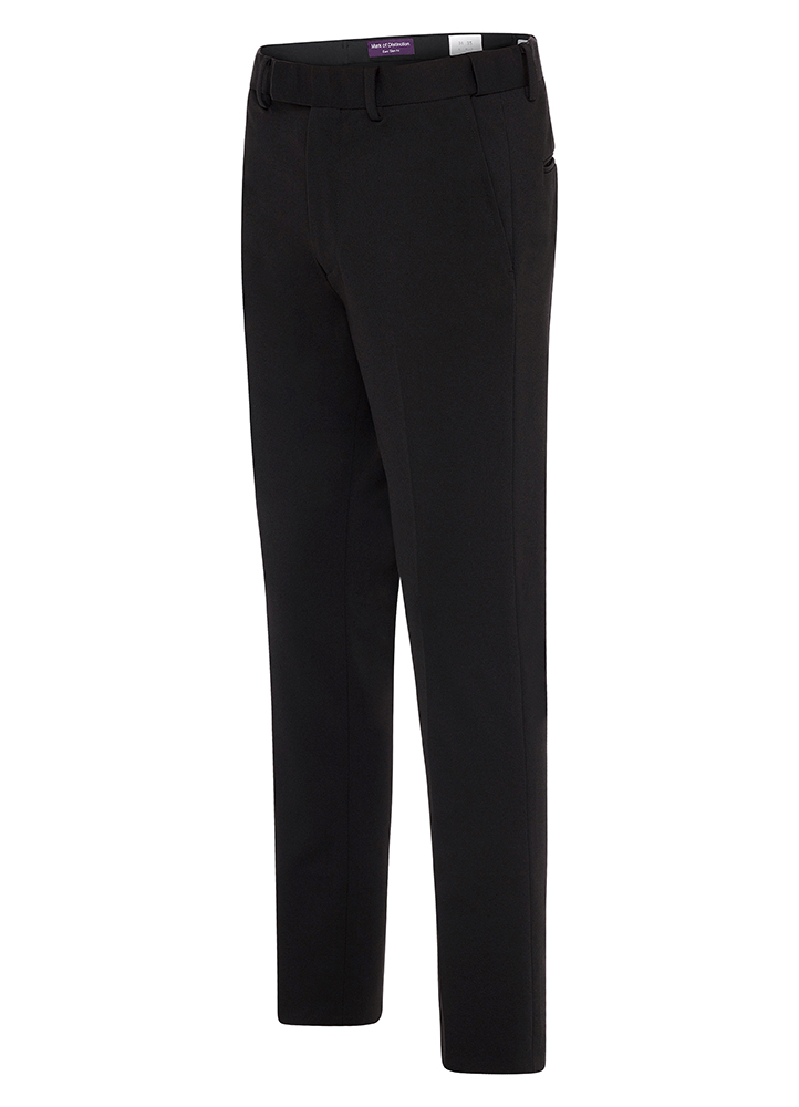 P6601 - Black Euro Slim Stretch Pants - Front