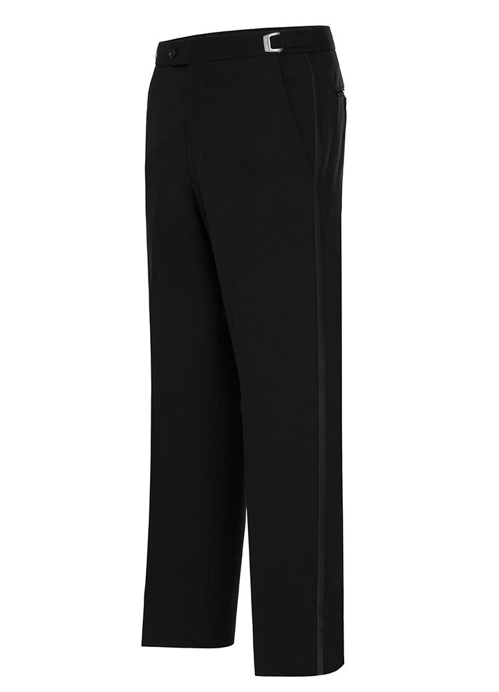 PD00 - Black Classic Fit Tuxedo Pants - Front