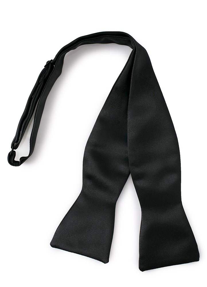 TBTTT - Black Satin Tie it Yourself Bow Tie