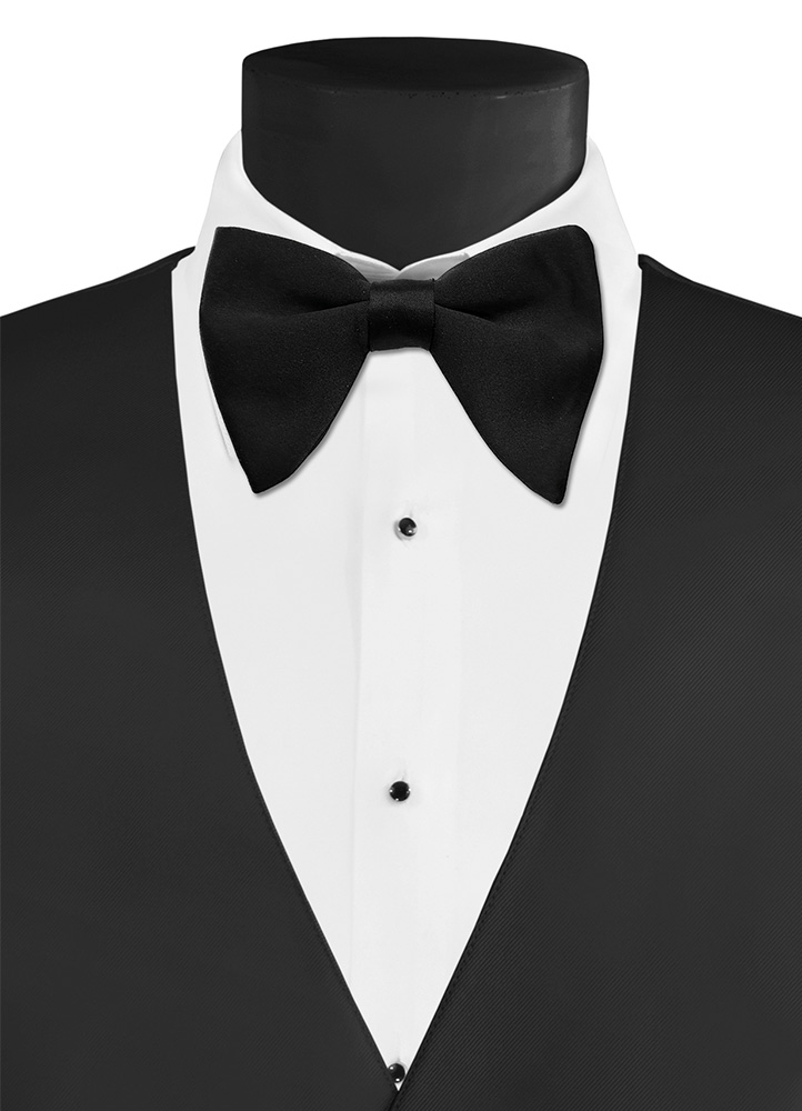 TNT35 - Black 3.25 Inch Satin Bow Tie