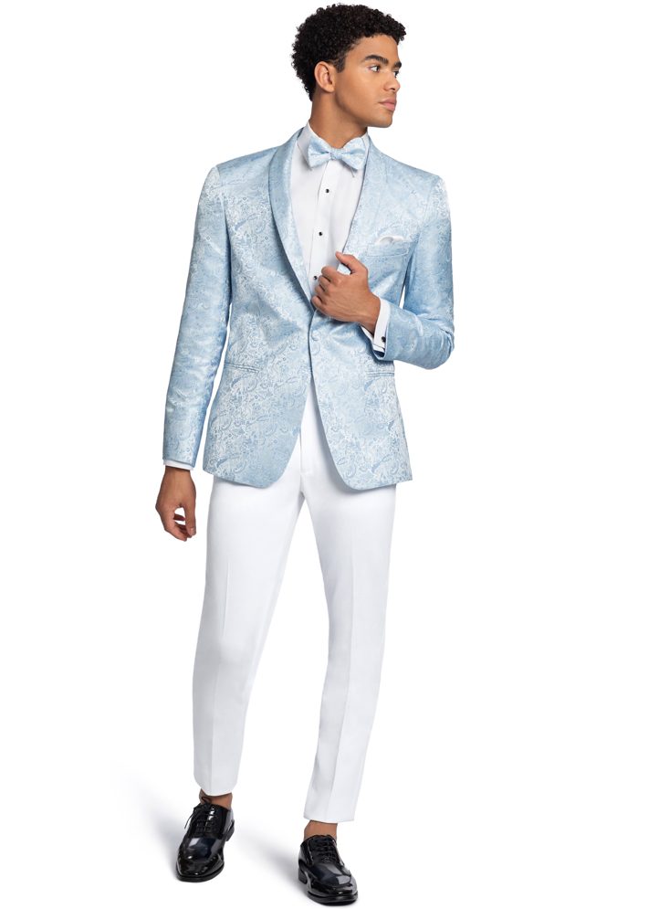 Wedgewood Blue Paisley Aries Tuxedo Coat