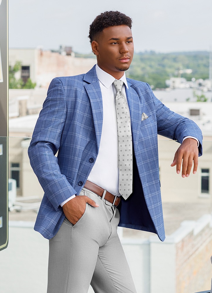 Indigo 'Metro' Plaid Sport Coat Separates