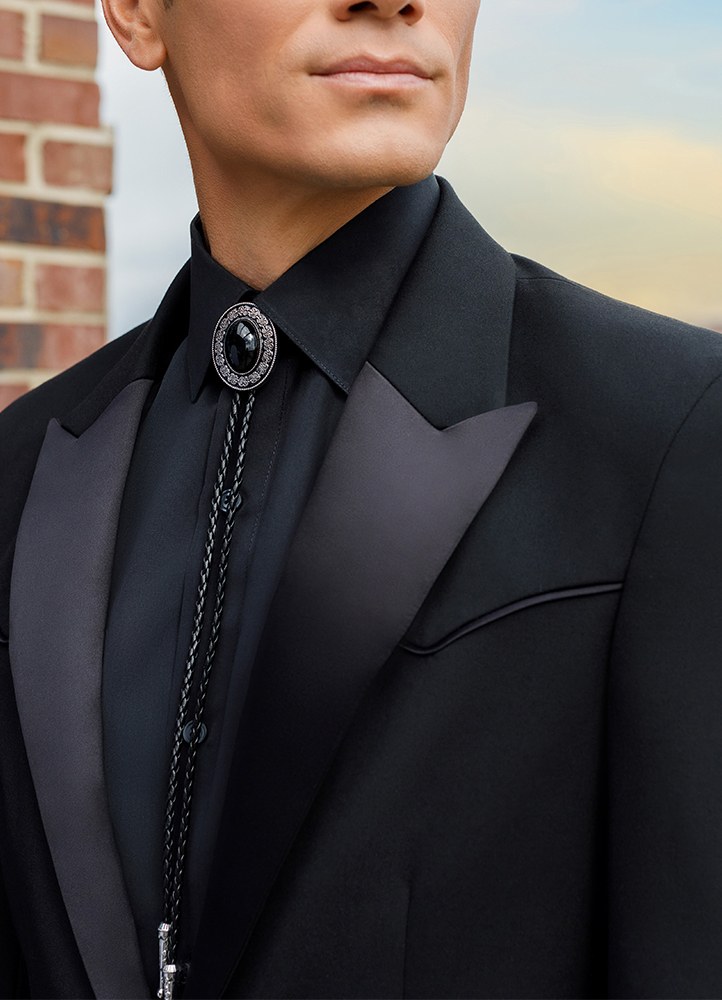Black and Silver Western Bolo Tie