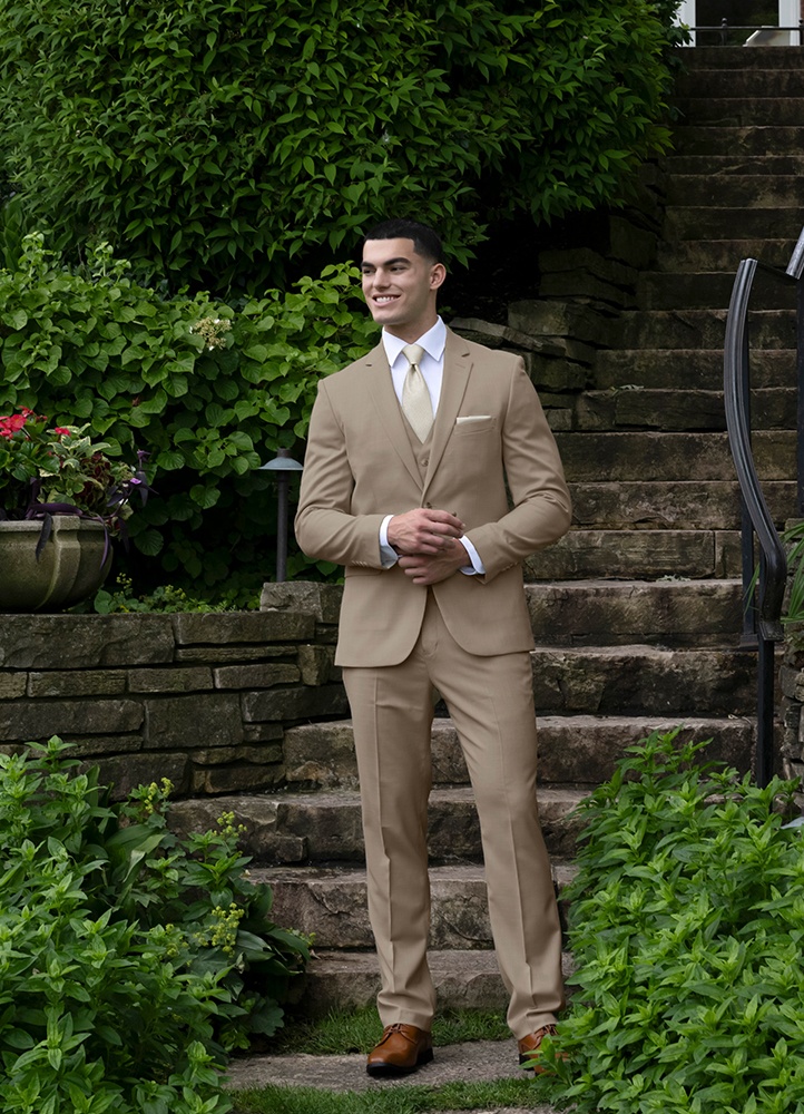 Taupe Sharkskin Power-Stretch Suit