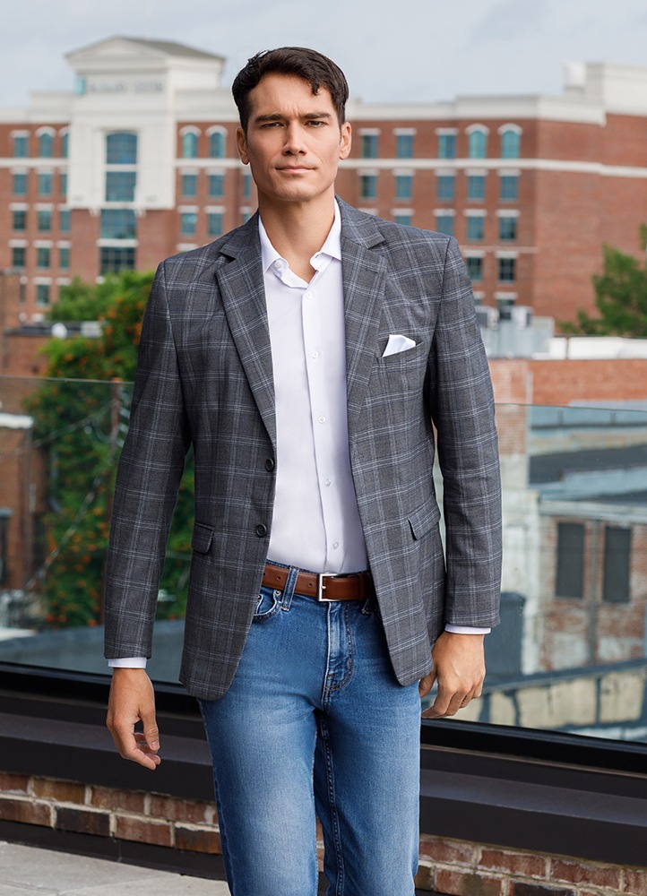 Grey Metro Plaid Sport Coat