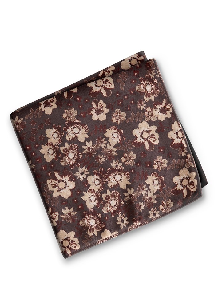 Chocolate Floral Fusion Pocket Square