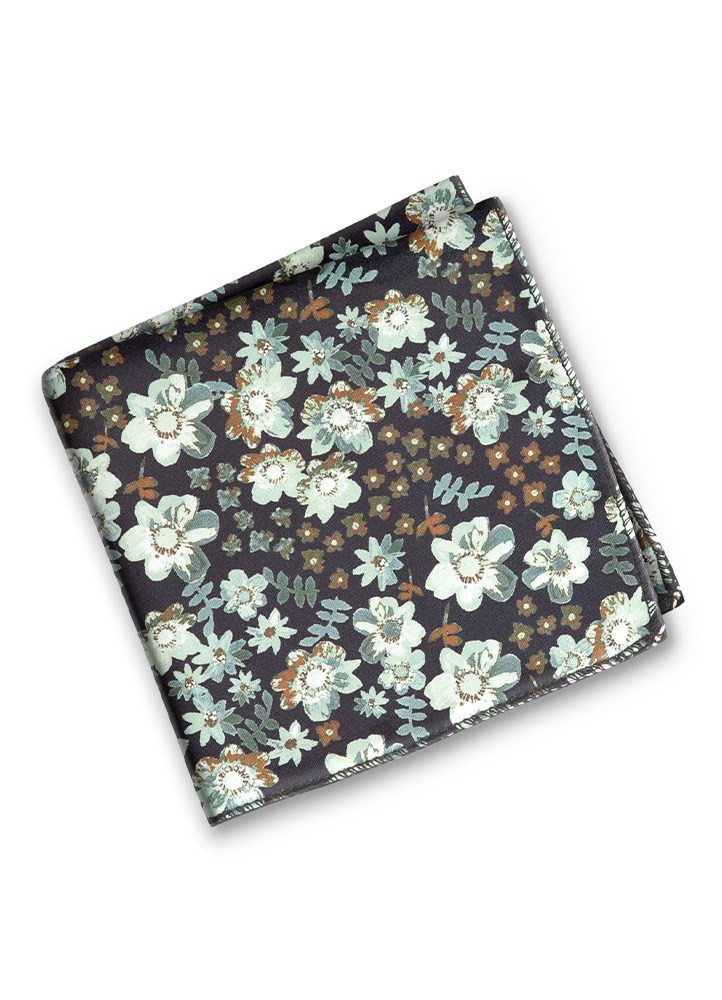 Sage Green Floral Fusion Pocket Square