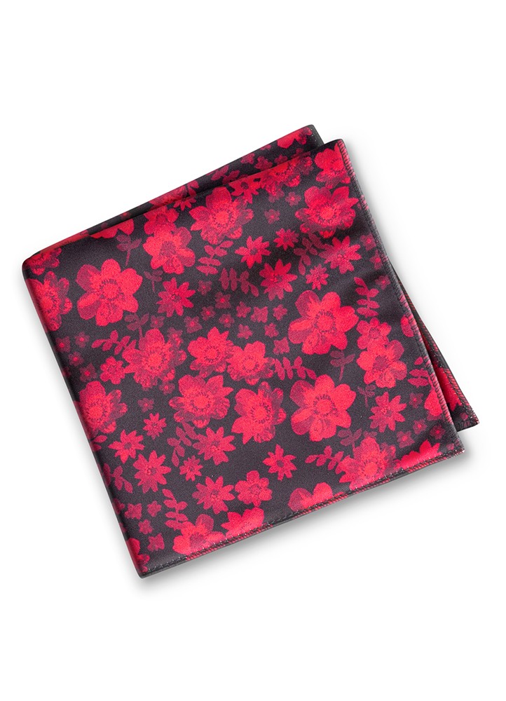 Merlot Floral Fusion Pocket Square