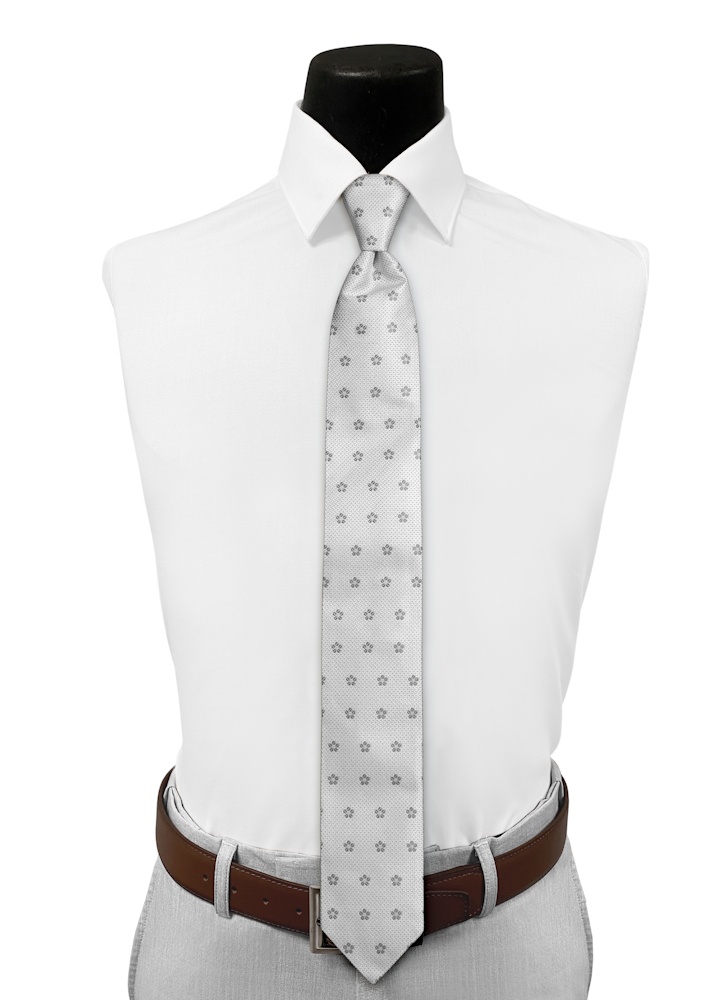 Platinum Sienna Floral Pre-Tied Long Tie