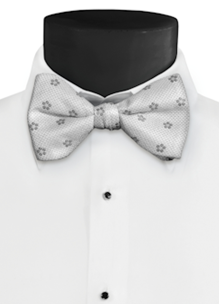 Platinum Sienna Floral Hand-Knot Bow Tie