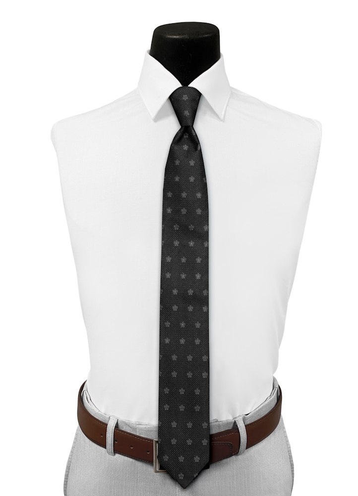 Dark Grey Sienna Floral Pre-Tied Long Tie