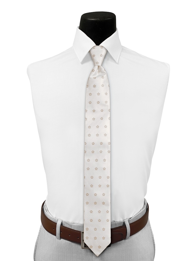 Tan Sienna Floral Pre-Tied Long Tie
