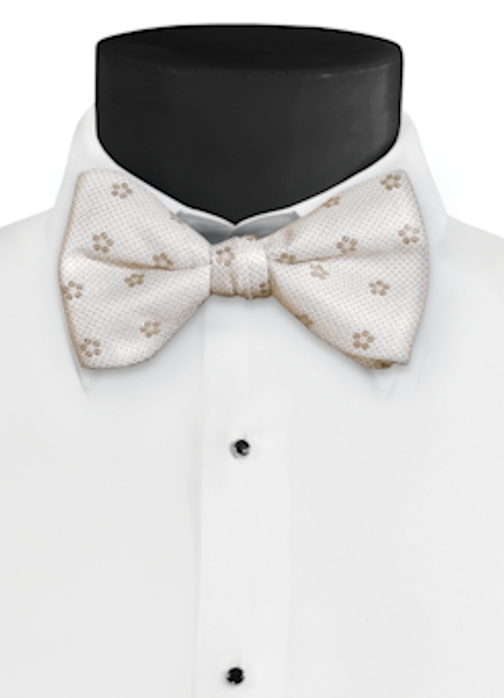 Tan Sienna Floral Hand-Knot Bow Tie