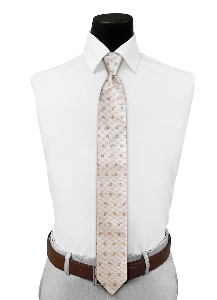 Camel Sienna Floral Pre-Tied Long Tie