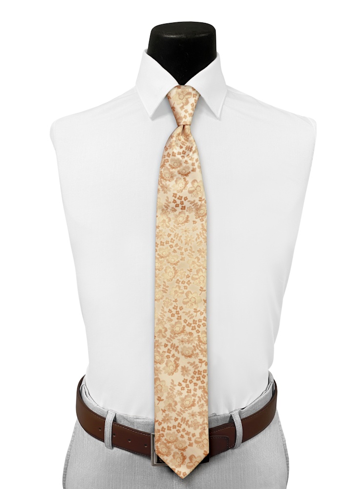 Creme Floral Fushion Pre-Tied Long Tie