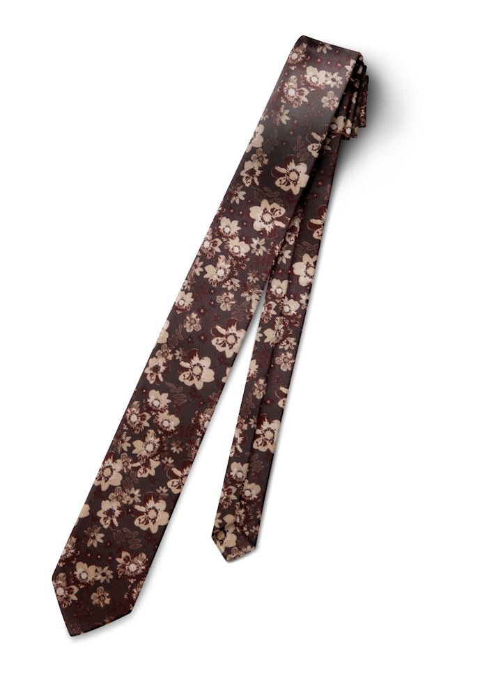 Chocolate Floral Fusion Tie-Yourself Long Tie