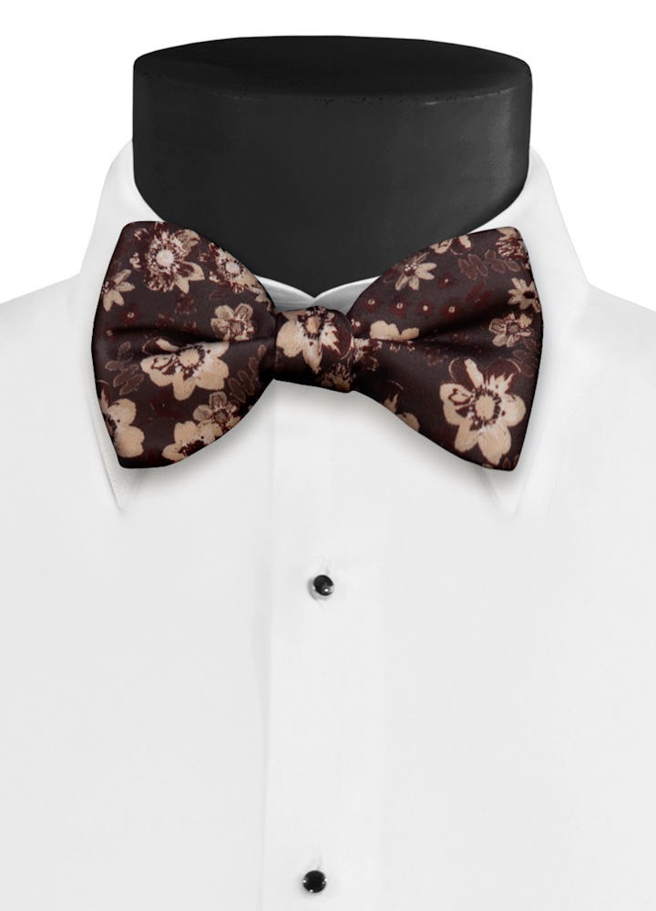 Chocolate Floral Fusion Hand-Tie Bow Tie