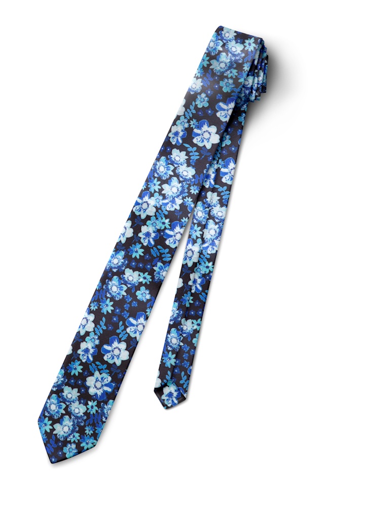 Cobalt Floral Fusion Tie-Yourself Long Tie