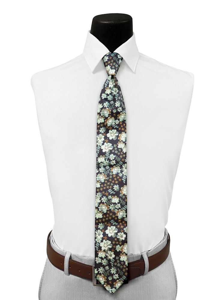Sage Floral Fusion Pre-Tied Long Tie