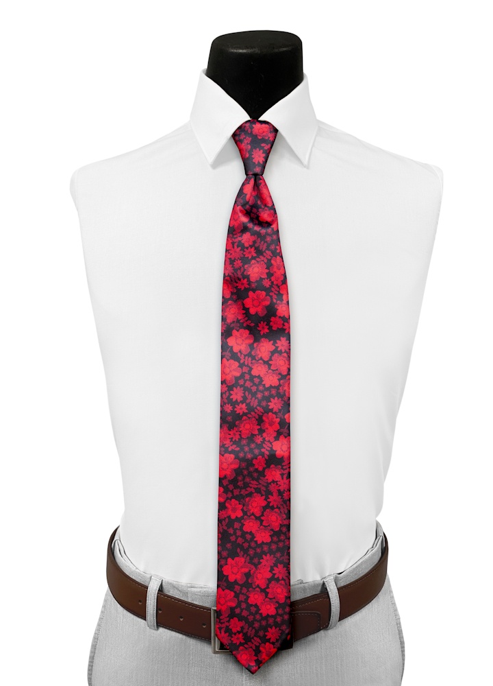 Merlot Floral Fusion Pre-Tied Long Tie