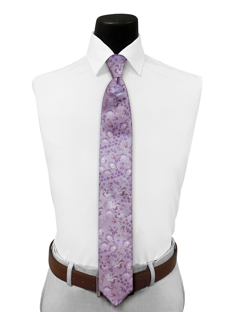 Lavender Floral Fusion Pre-Tied Long Tie