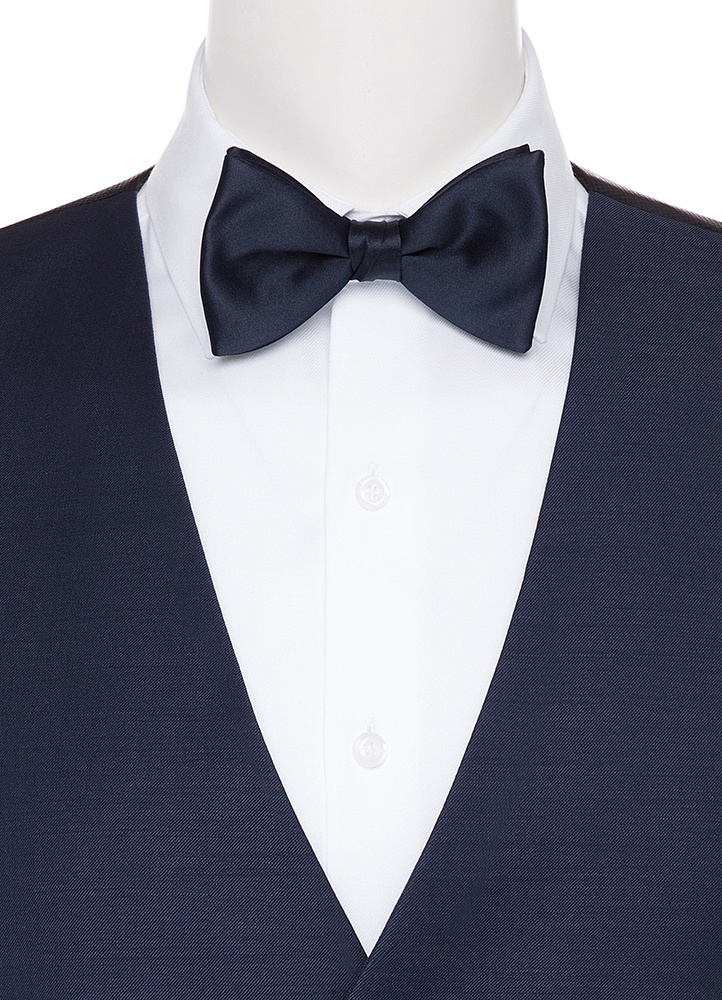 Navy Thompson Satin Bow Tie
