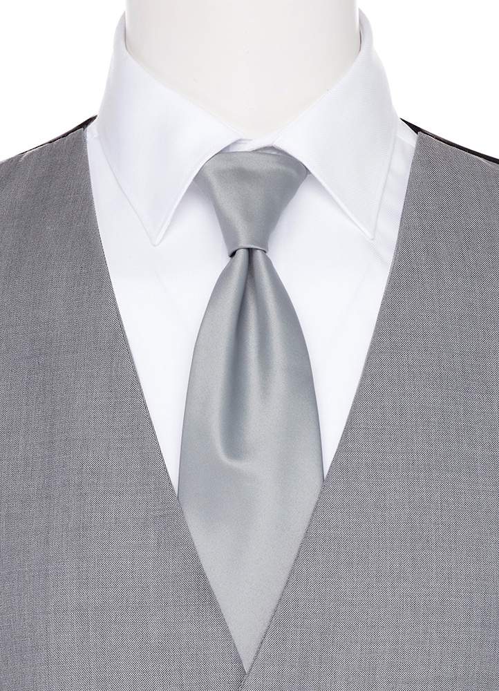 Heather Grey Kenneth Cole Satin Pre-Tied LongTie