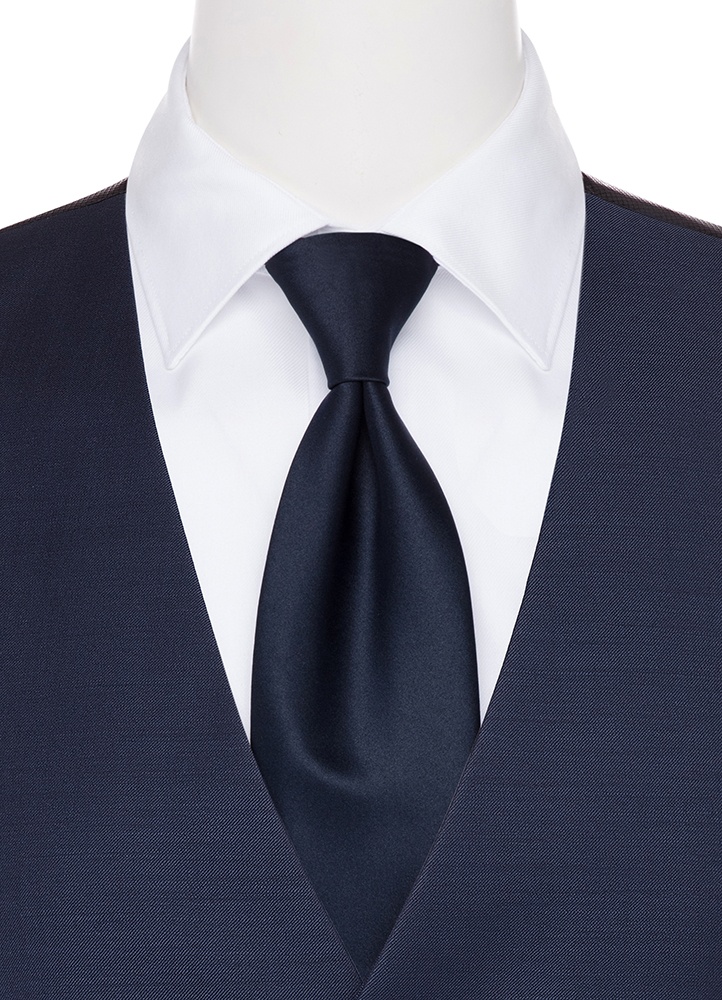 Navy Thompson Satin Pre-Tied Long Tie