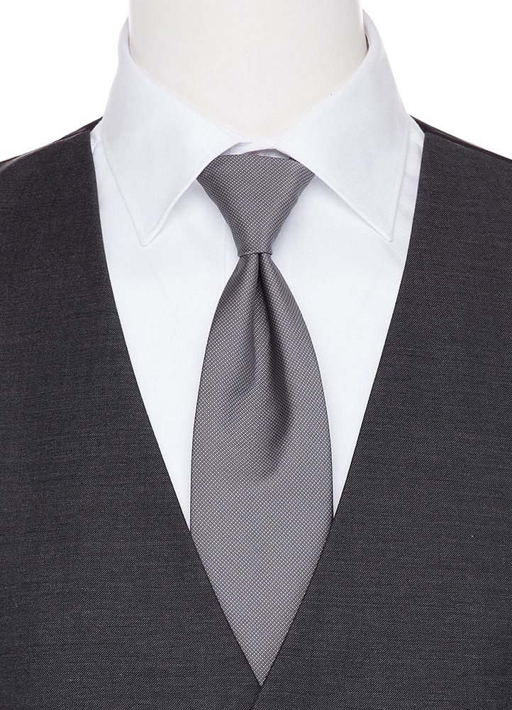 Steel Grey Satin Coordinating Patern Pre-Tied Long Tie
