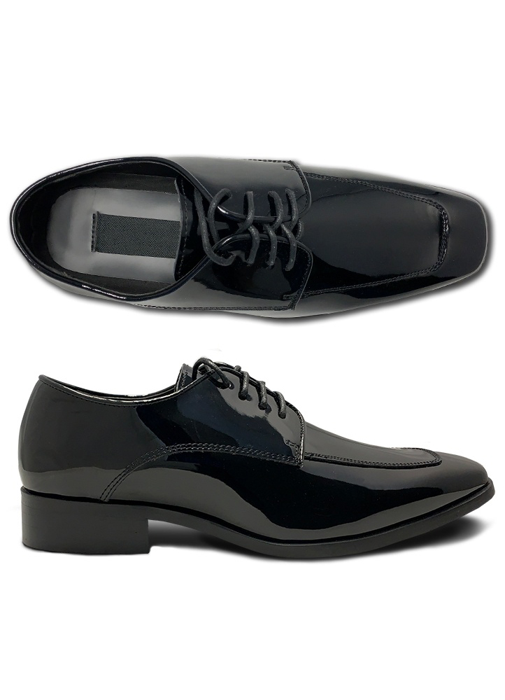 Black Glossy 'Tux3' Lace-Up Shoe