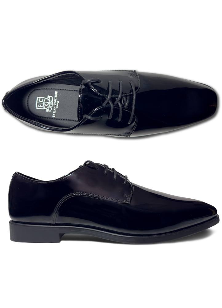 Black Glossy 'Tuscano' Lace-Up Shoe